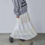 OFF WHITE | MARKET（マーケット）レース切替コットンギャザースカート | coen【women】