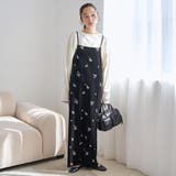 BLACK | フラワー刺繍ベロアサロペット | coen【women】