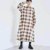 MD.BROWN | オンブレチェックライトネルシャツワンピース | coen【women】