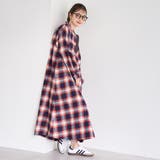 NAVY | オンブレチェックライトネルシャツワンピース | coen【women】