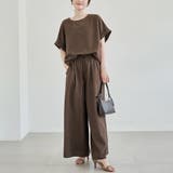 MD.BROWN | 【セットアイテム】リネンタッチTブラウスセットアップ | coen【women】