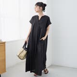 BLACK | 【MARKET（マーケット）】スキッパーフレンチスリーブワンピース | coen【women】