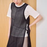 BLACK | パッチワーク風 透かし編みメッシュニットロングジレ | coen【women】