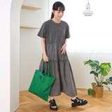 DK.GRAY | 布帛ドッキング ピグメントティアードワンピース | coen【women】