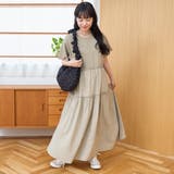 BEIGE | 布帛ドッキング ピグメントティアードワンピース | coen【women】