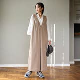 ポリツイル Vネック サロペット | coen【women】 | 詳細画像1