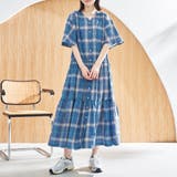 LT.BLUE | 【スザンヌさんコラボ】Suuチェックフレアスリーブワンピース | coen【women】