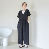 BLACK | サッカーチェックオールインワンサロペット | coen【women】