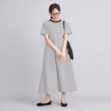 WHITE | USAコットンレトロボーダーフレアマキシワンピース | coen【women】