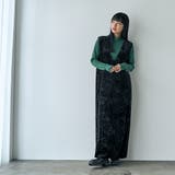 BLACK | クラッシュベロアVネックジャンスカ | coen【women】
