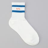 ライン×ロゴ刺繍 クルーソックス | coen【women】 | 詳細画像1 