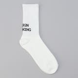 OFF WHITE | ロゴ刺繍 ジャガード クルーリブソックス | coen【women】