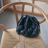 BLACK | レザーライクキルト巾着ショルダーバッグ | coen【women】