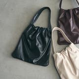 BLACK | レザーライク ギャザーワンショルダートートバッグ | coen【women】
