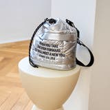 SILVER | ロゴ刺繍 幾何柄 キルト巾着ショルダーバッグ | coen【women】