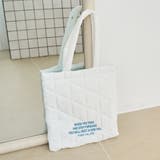 WHITE | ロゴ刺繍 幾何柄 キルトトートバッグ | coen【women】