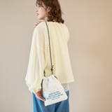 WHITE | ロゴ刺繍 幾何柄 キルト巾着ショルダーバッグ（Sサイズ） | coen【women】