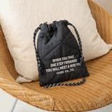 BLACK | ロゴ刺繍 幾何柄 キルト巾着ショルダーバッグ（Sサイズ） | coen【women】