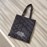 BLACK | ロゴ刺繍 幾何柄 キルトトートバッグ | coen【women】