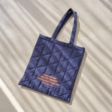 NAVY | ロゴ刺繍 幾何柄 キルトトートバッグ | coen【women】