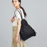 BLACK | ナイロンフリル巾着トートバッグ | coen【women】