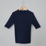 NAVY | 【RONEL】ハーフスリーブリブニット | coen【women】