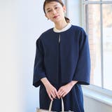 【RONEL】ダブルクロスノーカラーショートジャケット(セットアップ対応可能) | coen【women】 | 詳細画像1