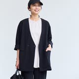 BLACK | §【RONEL】ジョーゼットノーカラージャケット(セットアップ対応可能) | coen【women】