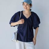 NAVY | 【RONEL】タックショルダーブラウス | coen【women】
