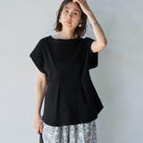 BLACK | 【RONEL】タックワッフルフレンチスリーブカットソー | coen【women】