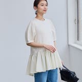 【RONEL】クリアポンチ異素材ドッキングペプラムカットソー | coen【women】 | 詳細画像6