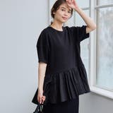 BLACK | 【RONEL】クリアポンチ異素材ドッキングペプラムカットソー | coen【women】