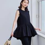 BLACK | 【RONEL】クリアポンチ異素材ドッキングペプラムノースリーブ | coen【women】