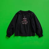BLACK | 【coen キッズ】フォントプリントパフスリーブTシャツ | coen【kids】
