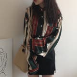 グリーンレッドビンテージ | ストライプ シャツ ブラウス 長袖 ビック ゆったり 韓国 オーバーサイズ | coko.tokyo