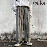 パンツ ストライプ レディース メンズライク ストレート ウエストゴム | coko.tokyo | 詳細画像1 