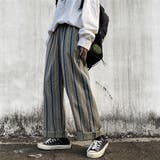 パンツ ストライプ レディース メンズライク ストレート ウエストゴム | coko.tokyo | 詳細画像4 
