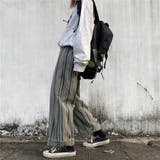 パンツ ストライプ レディース メンズライク ストレート ウエストゴム | coko.tokyo | 詳細画像3 