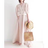 グレージュ | CORNERS by yui ボリュームスリーブバックリボンワンピース | CORNERS