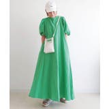 グリーン | CORNERS by yui ボリュームスリーブバックリボンワンピース | CORNERS