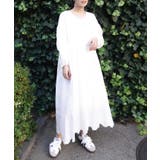 オフホワイト | コットンレースVネックロングワンピース | CORNERS