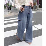 ハイウエストカットデザインルーズデニムパンツ | CORNERS  | 詳細画像6 