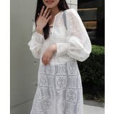 ブロックレースボリュームスリーブスリットワンピース【セットアップ可能】 | CORNERS  | 詳細画像13 