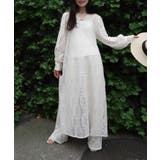 ブロックレースボリュームスリーブスリットワンピース【セットアップ可能】 | CORNERS  | 詳細画像1 