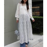 ブロックレースボリュームスリーブスリットワンピース【セットアップ可能】 | CORNERS  | 詳細画像19 