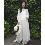 ブロックレースボリュームスリーブスリットワンピース【セットアップ可能】 | CORNERS  | 詳細画像3 