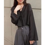 ブラック | 楊柳2wayリボンブラウス | CORNERS