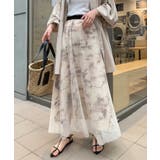 ベージュ | チュール×ニュアンス柄ギャザースカート | CORNERS 