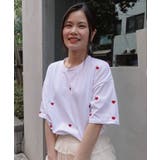 ホワイト | ランダムハート刺繡オーバーサイズTシャツ | CORNERS