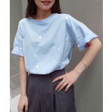 サックス | ランダムハート刺繡オーバーサイズTシャツ | CORNERS